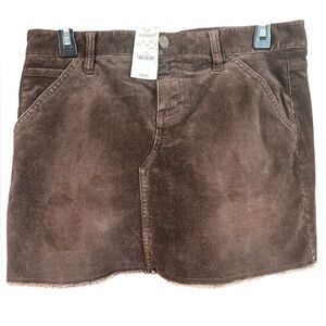 Express Brown Corduroy Micro Mini Skirt Raw Hem Y2K Indie Sleaze Grunge Size 4